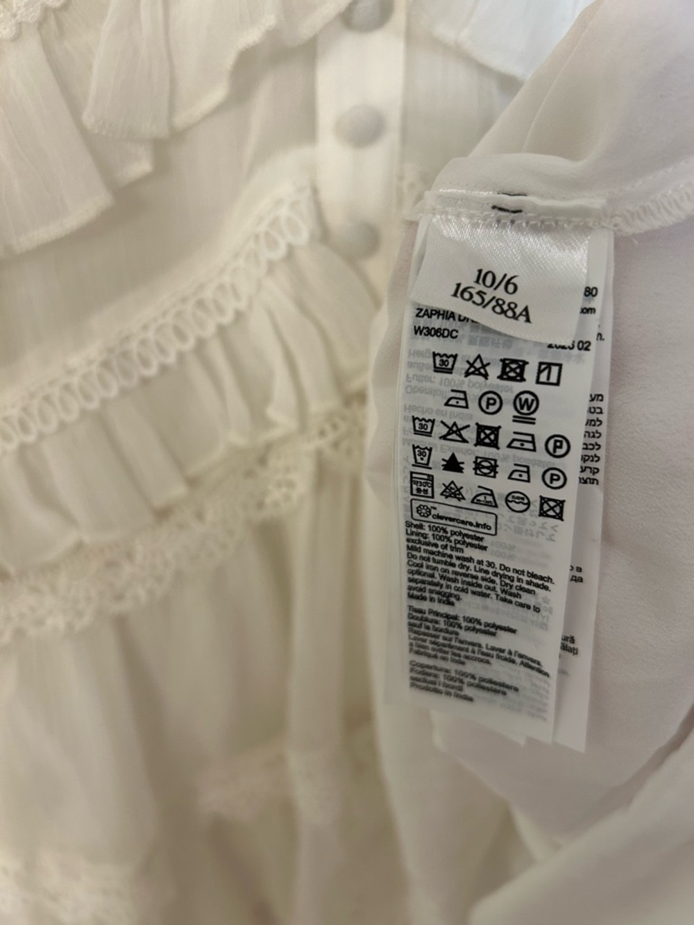AllSaints Zaphia Long Sleeve Babydoll Minidress in White - Picture 14 of 14